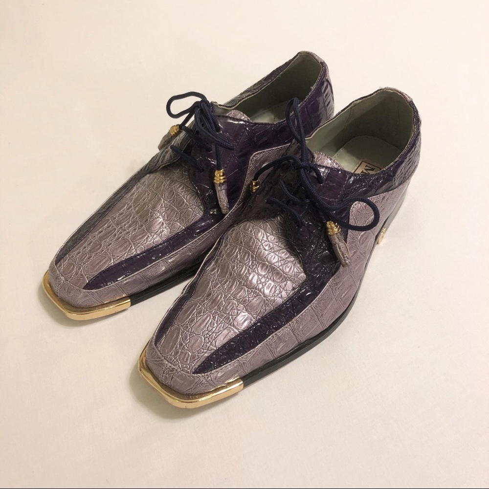 Miralto Purple Faux Snake Skin Dress Shoes - 8.5